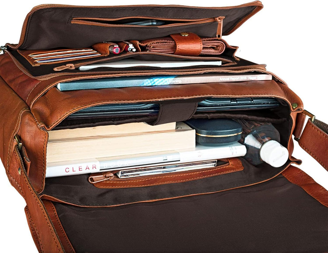 STILORD 'Nick' Umhängetasche Leder Herren Damen Unitasche 15.6 Zoll Laptoptasche Aktentasche Bürotas