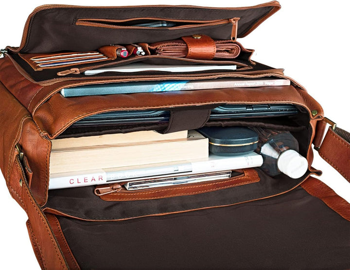 STILORD 'Nick' Umhängetasche Leder Herren Damen Unitasche 15.6 Zoll Laptoptasche Aktentasche Bürotas