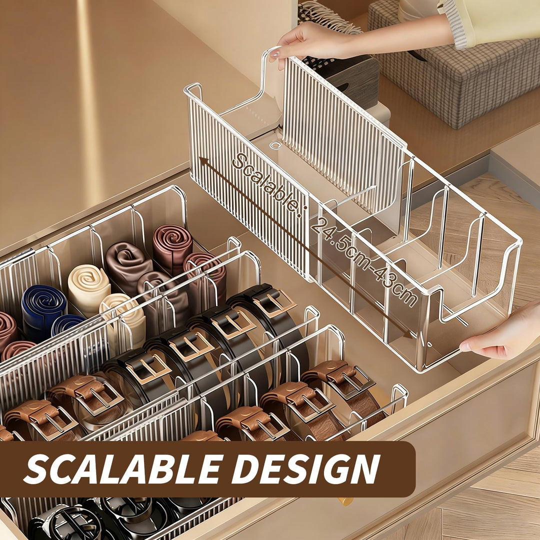 Gürtel Organizer Acryl Gürtel Aufbewahrung, Ausziehbarer Gürtelhalter Kleiderschrank, 7 Fächer Gürte