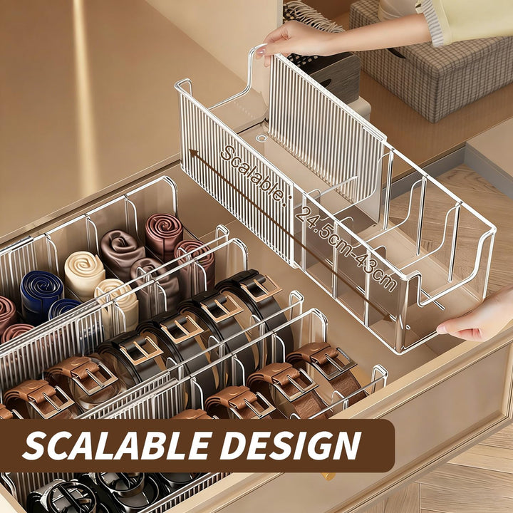 Gürtel Organizer Acryl Gürtel Aufbewahrung, Ausziehbarer Gürtelhalter Kleiderschrank, 7 Fächer Gürte