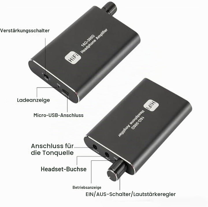 Kopfhörerverstärker, 3,5 Mm Professioneller HiFi-Kopfhörerverstärker, Impedanz 16–300 Ω, Tragbarer K