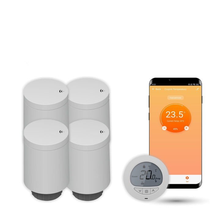 Automat-on Set für Fussbodenheizung mit 4X Smart Heizkörperthermostat und Zigbee Thermostat Fussbode