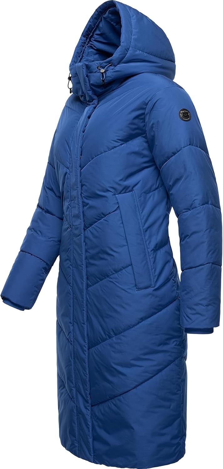 Ragwear Damen Winterjacke langer Regenmantel Steppmantel wasserdicht warm gefüttert mit Kapuze Sumin