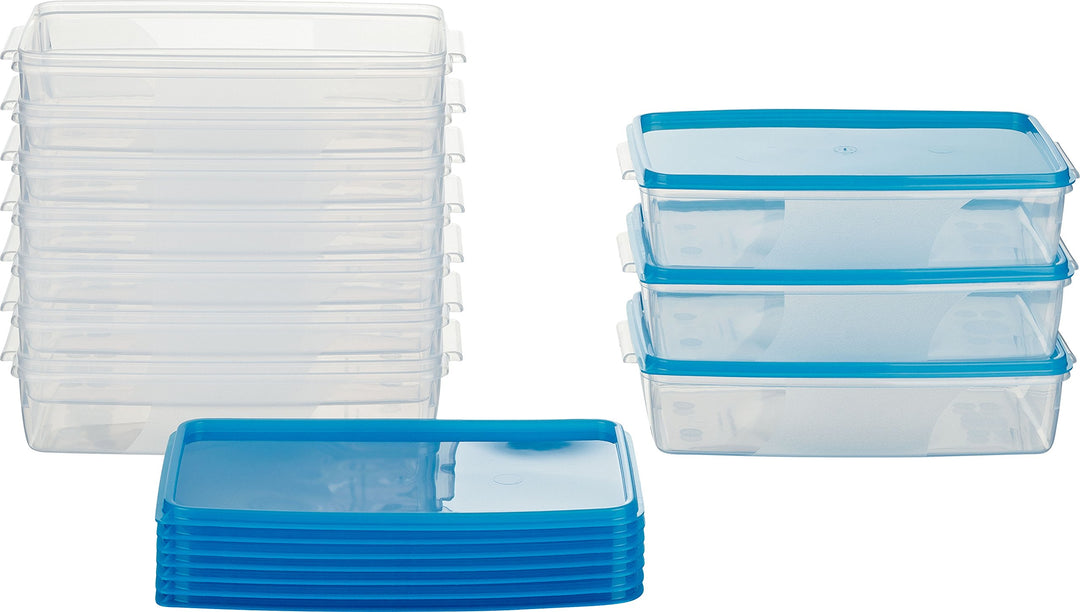 MiraHome Gefrierdosen 10x1L rechteckig blau – Vorratsdosen mit Deckel luftdicht – Transparente Frisc
