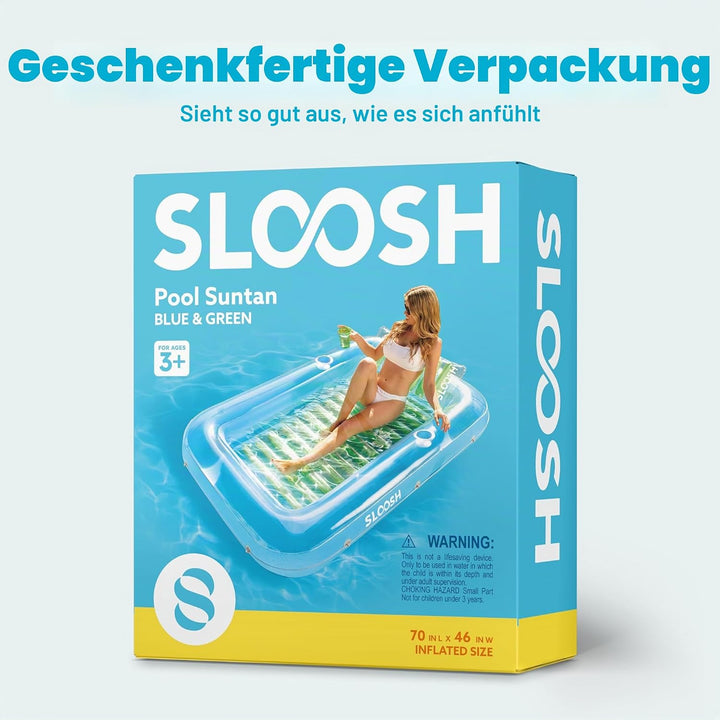 Sloosh Inflatable Sun Pool Lounge Float, Suntan Tub Raft Float, Tanning Pool with Removable Cushion,