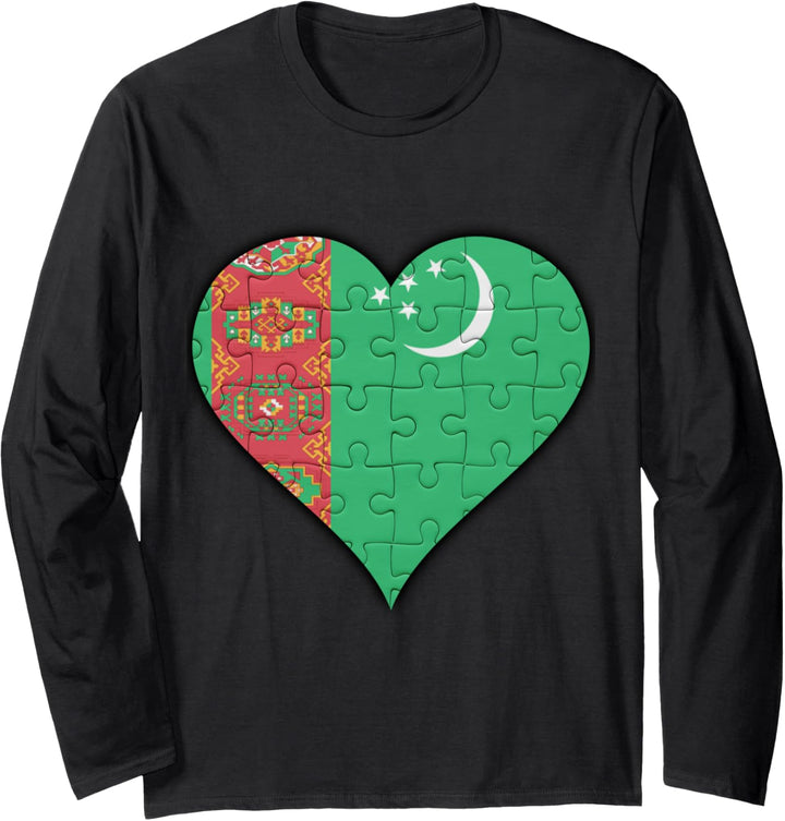 Turkmenistan Turkmenistani Flagge Herz Langarmshirt