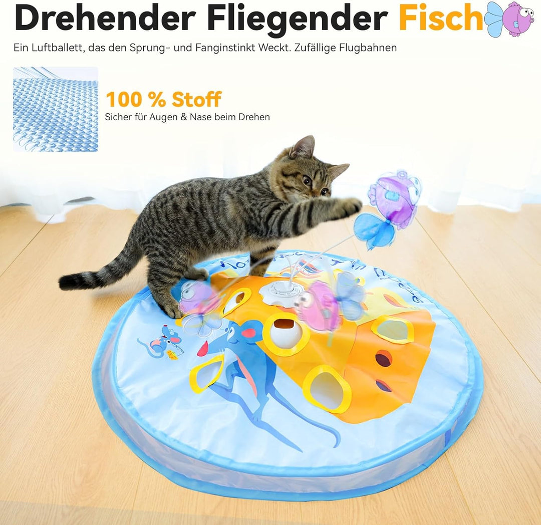 GoldenSun Katzenspielzeug, 5-in-1 Interaktives Katzenspielzeug für Wohnungskatzen, Automatisches Klo