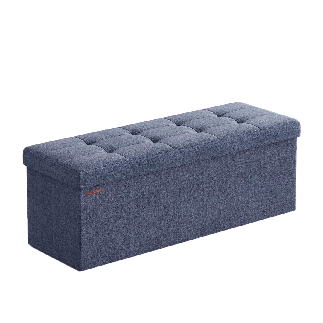 SONGMICS Sitzhocker mit Stauraum, klappbare Sitzbank, 38 x 110 x 38 cm Fussbank, Aufbewahrungsbox, b