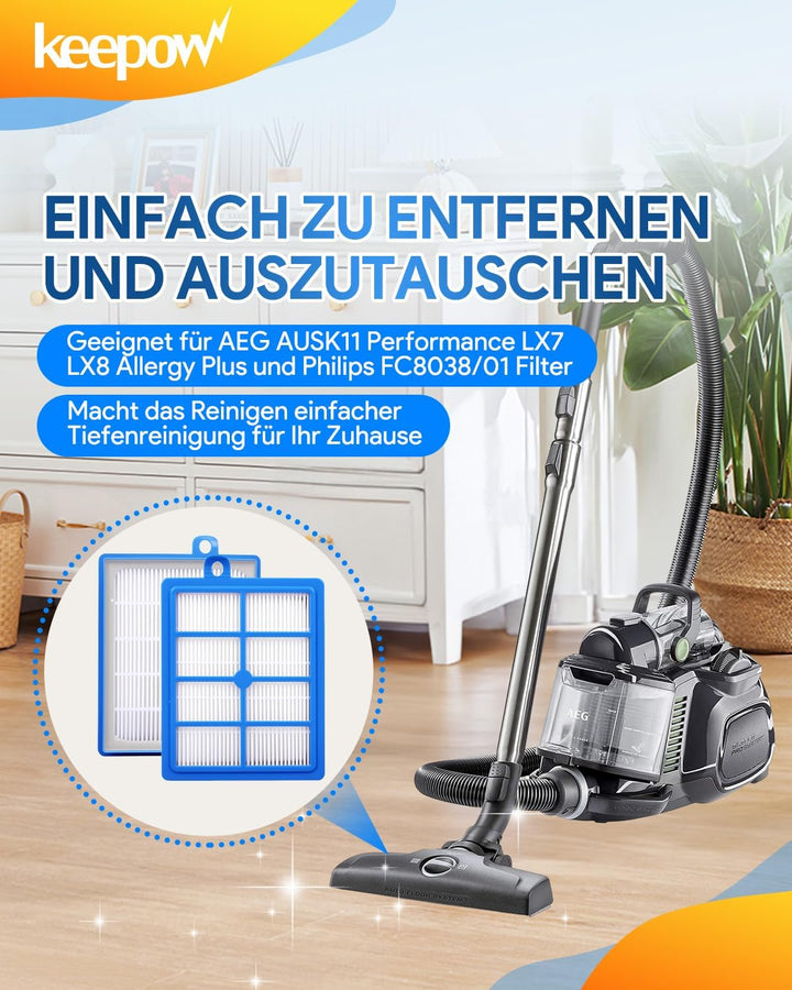 HEPA 13 Filter für AEG Turbo Cyclonic, Lx7 Animal | Performer Filter für Philips FC9150 FC8038/01, S
