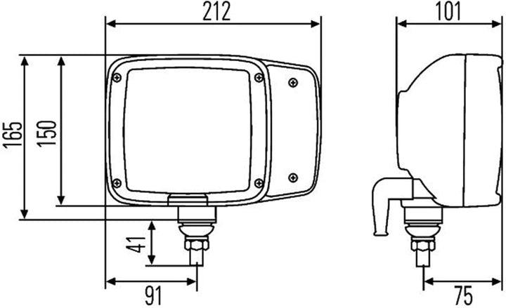 HELLA - Hauptscheinwerfer - 24V - Anbau - Lichtscheibenfarbe: gelb - Stecker: AMP - rechts - 1SA 996