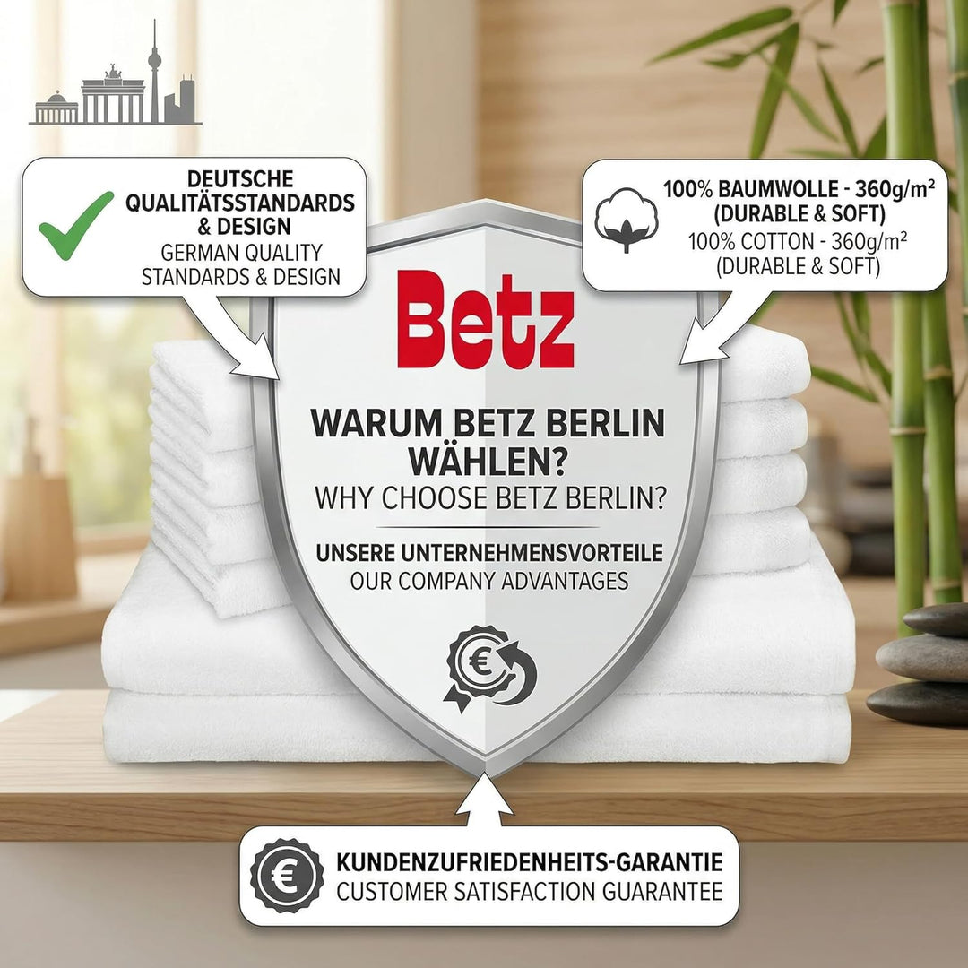 Betz Berlin 6er Set 2X Maxi Duschtuch 100 x 150 cm 4X Handtuch 50 x 100 cm 100% Baumwolle Farbe weis