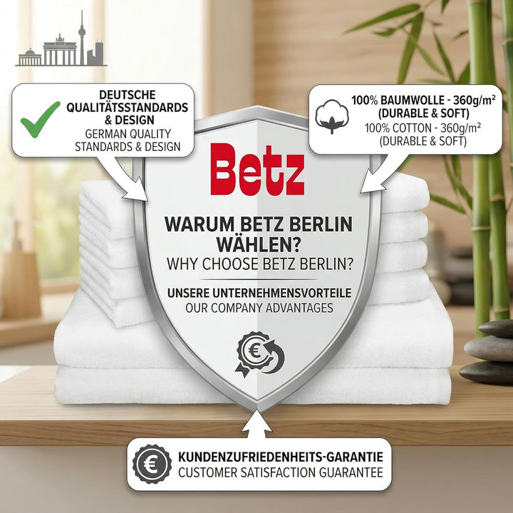 Betz Berlin 6er Set 2X Maxi Duschtuch 100 x 150 cm 4X Handtuch 50 x 100 cm 100% Baumwolle Farbe weis