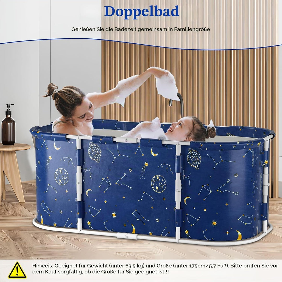 Faltbare Badewanne für Erwachsene, freistehende tragbare Badewannes mit stabilem Kunststoffrahmen, z