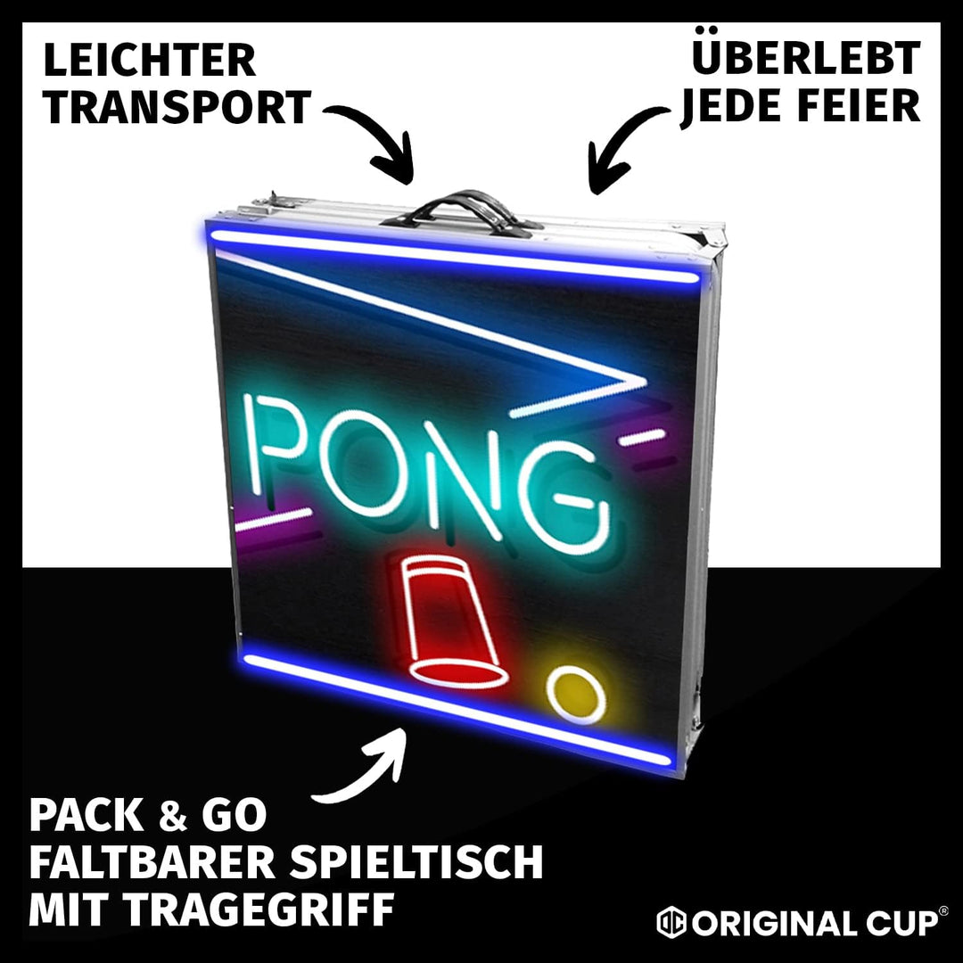 Beer Pong Offizieller Spotlightholes Tisch mit Löchern | Neonlicht | Premium Qualität | Offizielle W