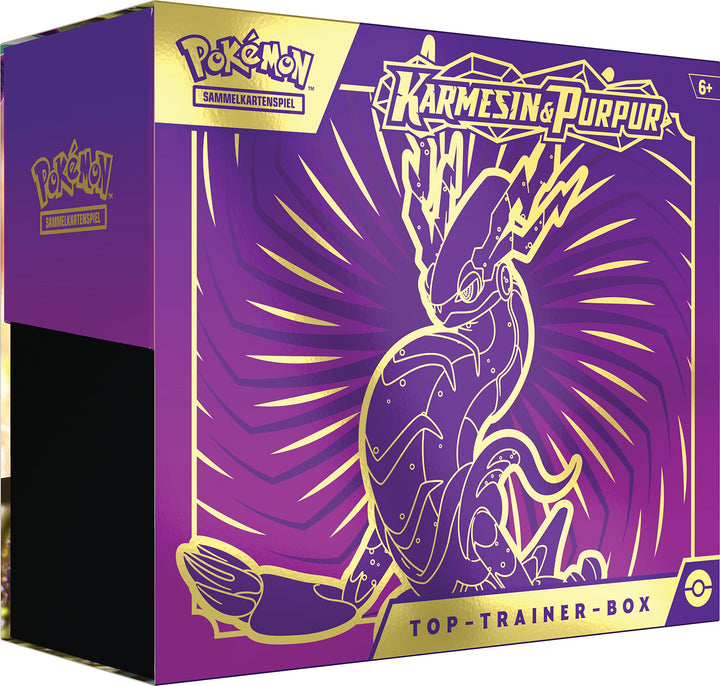 Pokémon-Sammelkartenspiel: Top-Trainer-Box Karmesin & Purpur (Miraidon) (9 Boosterpacks & Premium-Zu