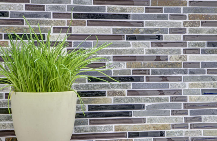 Mosaik Verbund Crystal/Stein mix Glasmosaik Transluzent Transparent 3D, Mosaikstein Format: 15x48/98