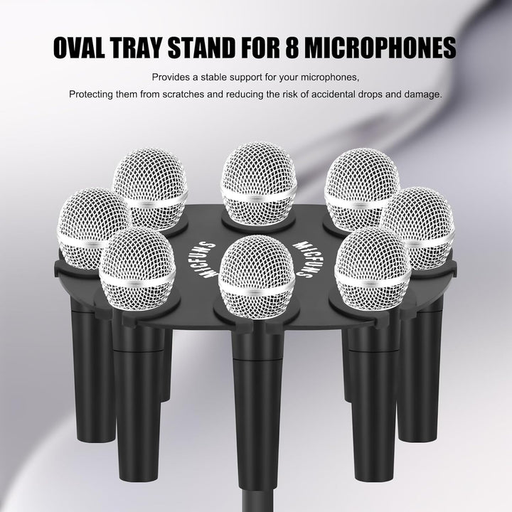 TM100 Multi-Mikrofonhalter für Mikrofonständer – quadratischer Tablett-Aufsatz hält bis zu 8 Mikrofo