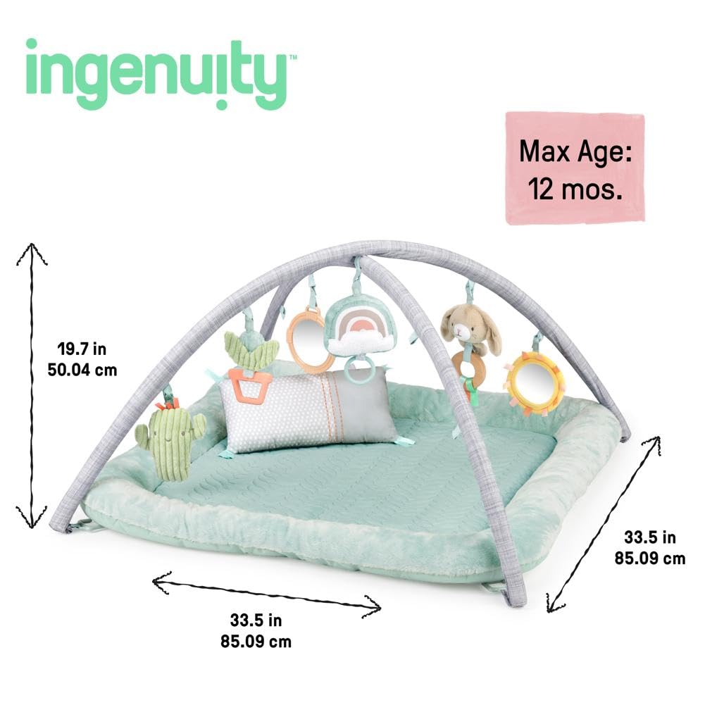 Ingenuity - Calm Springs Plüsch Spielbogen für Baby, Ultra-Soft Premium Matte, inkl. Spielzeuge, Cal