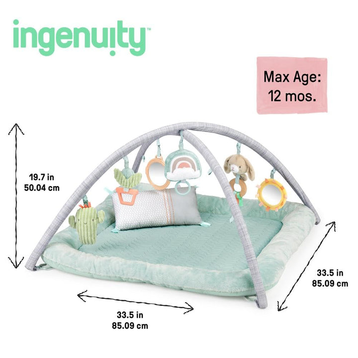 Ingenuity - Calm Springs Plüsch Spielbogen für Baby, Ultra-Soft Premium Matte, inkl. Spielzeuge, Cal
