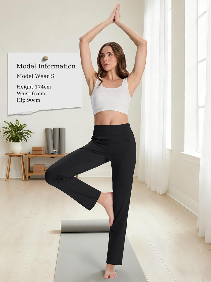 MOVE BEYOND Hose Damen HIgh Waist Mit Geradem Bein Stretch Hose Damen Für Yoga Business Sport Outdoo