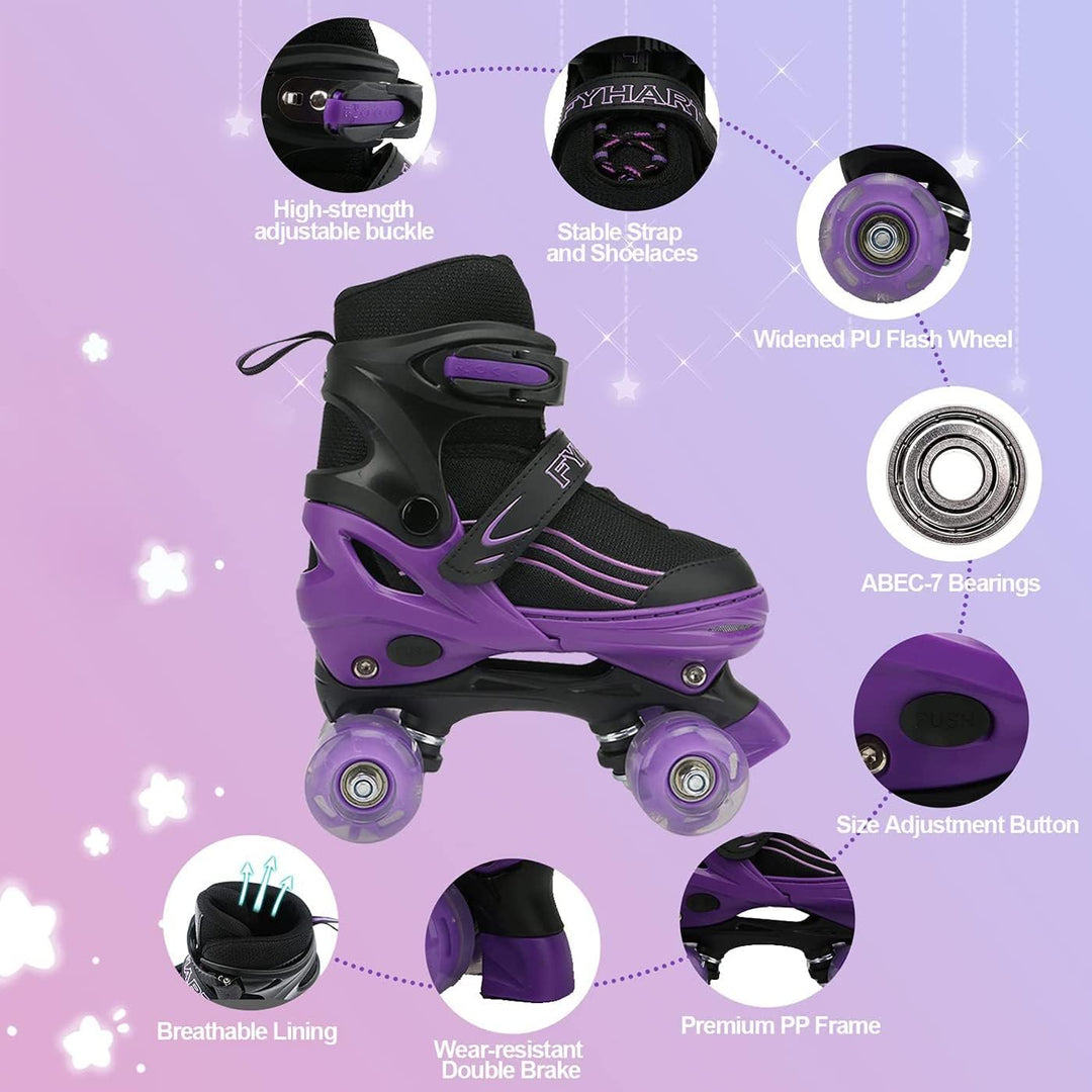 Rollschuhe für Mädchen Jungen Einstellbare Kinder Rollschuhe mit leuchtenden Rädern, Spass Beleuchtu