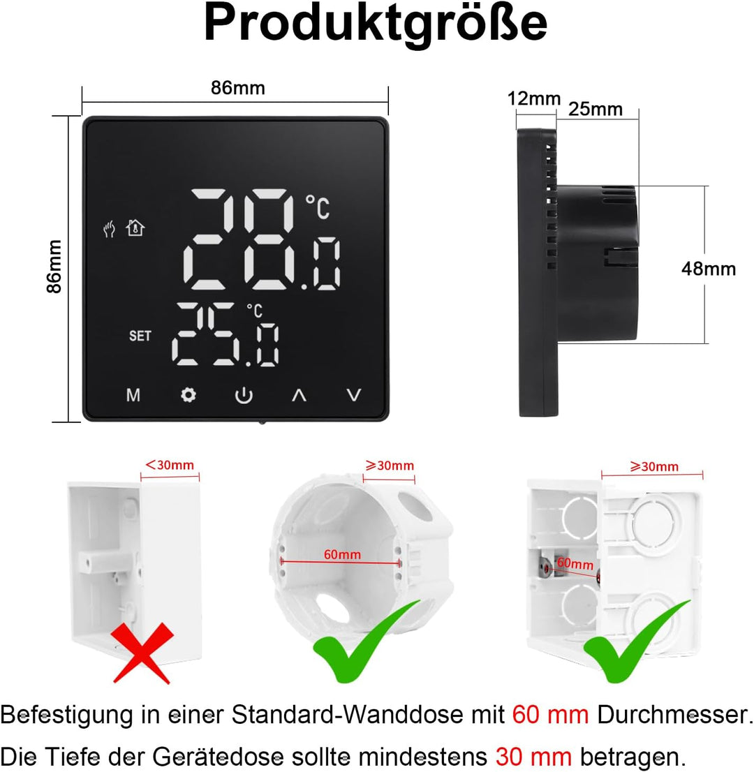 CNBINGO Thermostat Fussbodenheizung WLAN Smart Thermostat Heizung Digital Raumthermostat Fussbodenhe