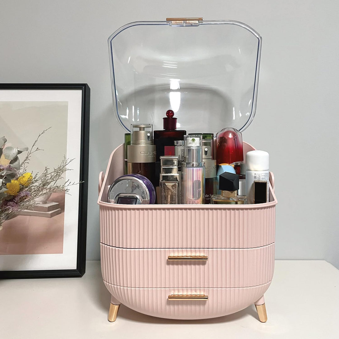 Make-up-Aufbewahrungs-Organizer, Hautpflege-Organizer, Kosmetik-Vitrine mit staubfreier Abdeckung, t