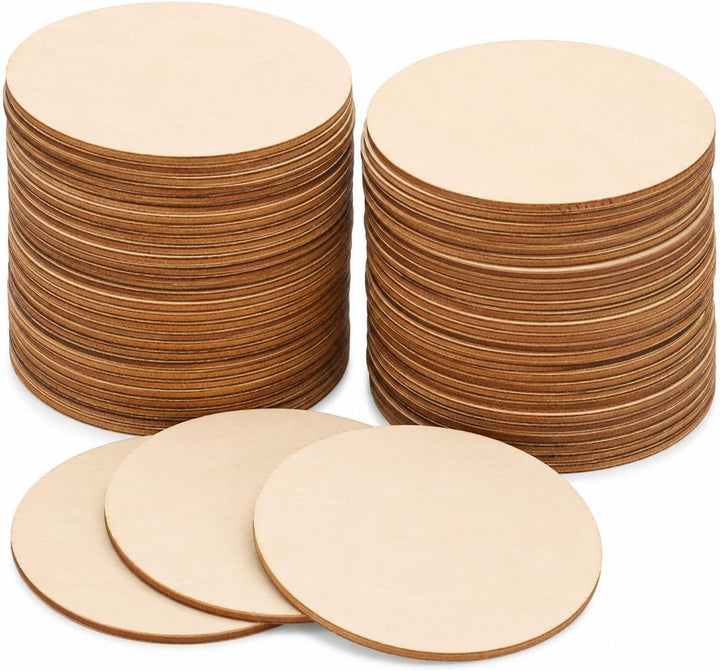 YAYODS 100 Stück runde Holzscheiben Ø 7,6 cm, 2 mm - Holzrohlinge zum Basteln, Bemalen, Beschriften