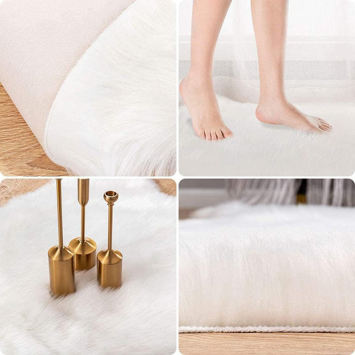 JXLOULAN Faux Lammfell Schaffell Flauschig Teppich 50 x 80 cm Nachahmung Wolle fellteppich Weiche Lo
