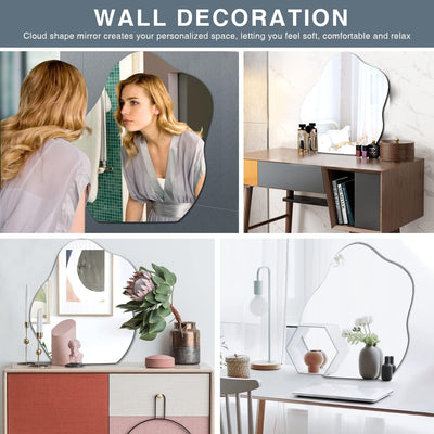 Sqinor Spiegel Wand Asymmetrisch Glas HD Deko Spiegel Selbstklebend Badezimmerspiegel Klebespiegel A