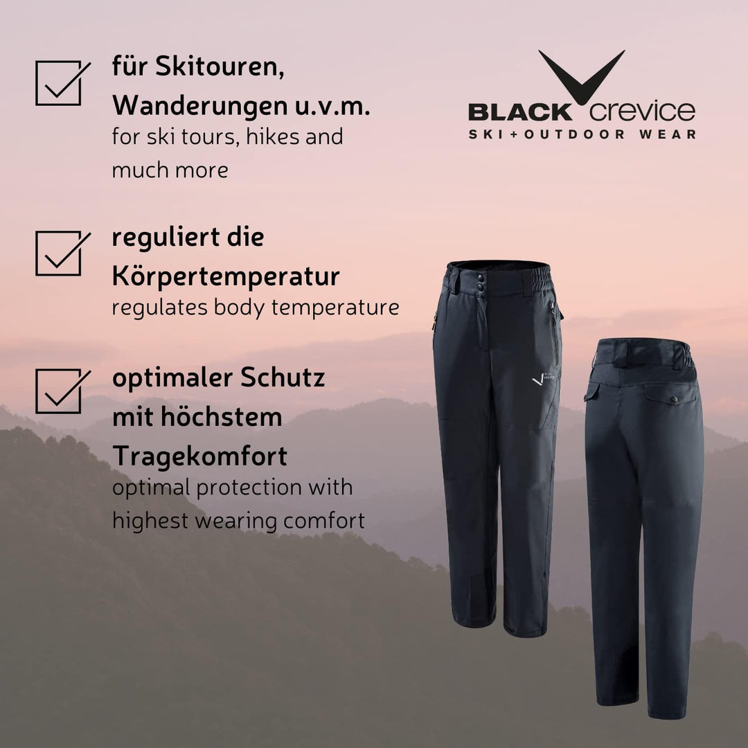Black Crevice Damen Skihose I Damen-Skihose Grössen I wärmeisolierende Damen-Wanderhose I atmungsakt