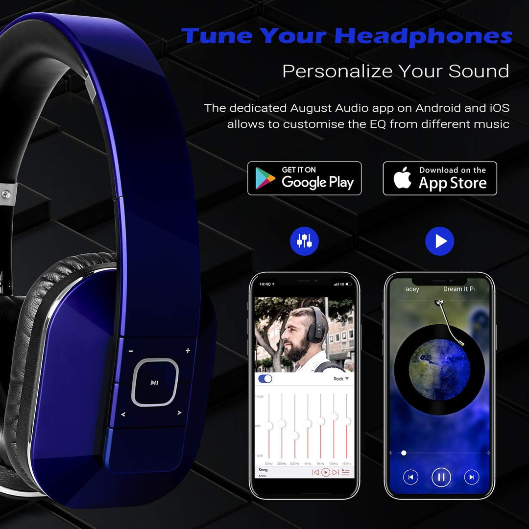 August EP650 - Bluetooth Kopfhörer v4.2 NFC mit aptX Low Latency - Stereo Over Ear Headphones Audio