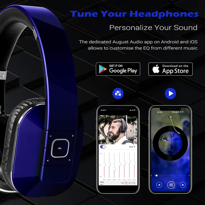 August EP650 - Bluetooth Kopfhörer v4.2 NFC mit aptX Low Latency - Stereo Over Ear Headphones Audio