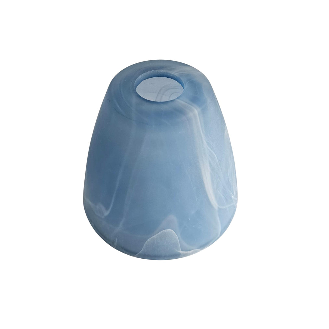 E14 Lampenschirm Glas Blau Weiss marmoriert Ø13 cm – Ersatzglas Lampenglas konisch Höhe 10,5 cm, Öff