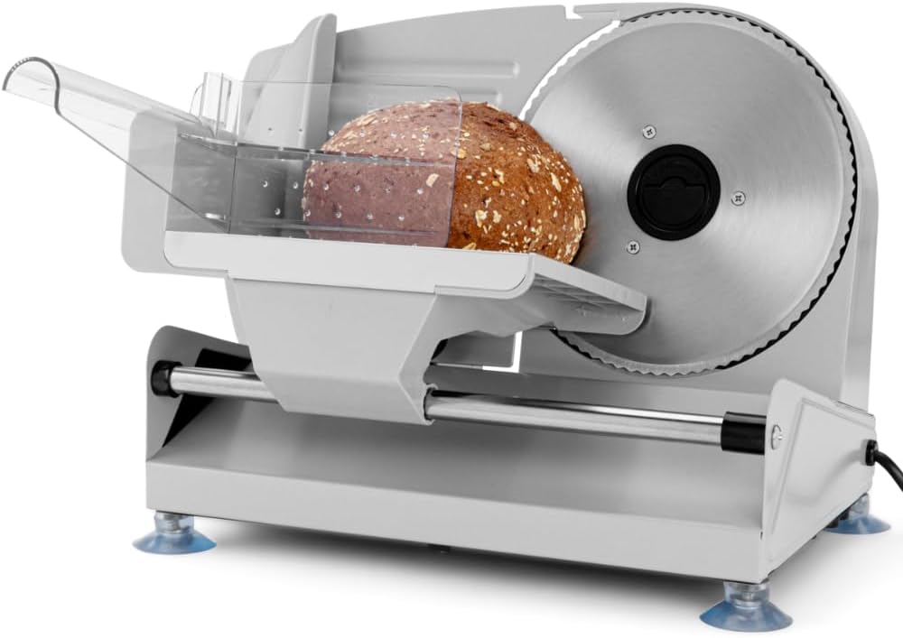 Clatronic MA 3585, Metall-Allesschneider, Brotschneidemaschine, Wurst-Schneider elektrisch, mit gros