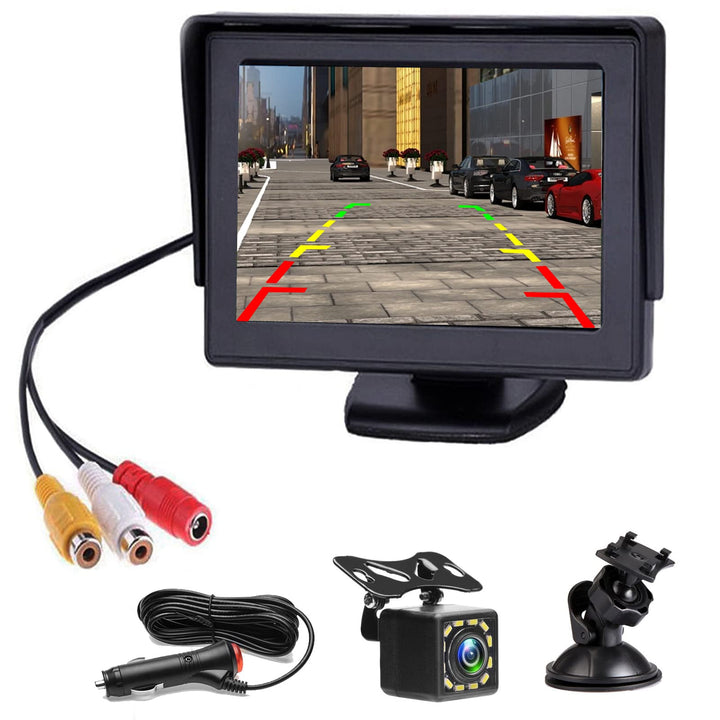 Rückfahrkamera Auto Rückansicht mit Nachtsicht 12 LED Wasserdicht Rückfahrsystem + 4.3" LCD Auto Mon