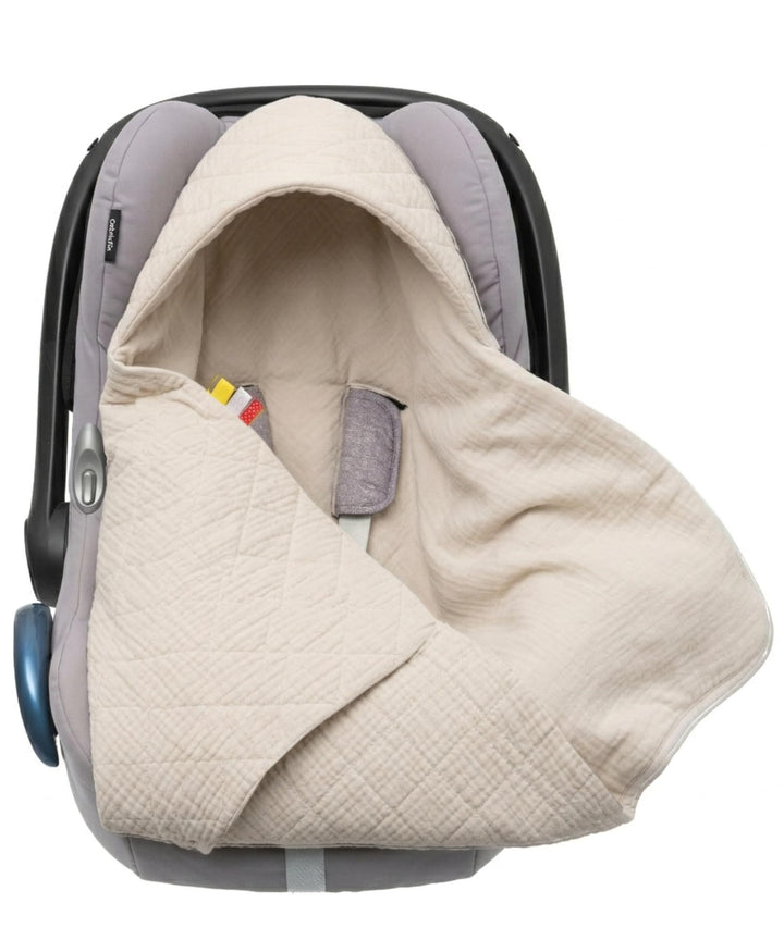 Musselin Einschlagdecke Baby für Babyschale & Kinderwagen - Universal 3/5-Punkt-Gurt - 100% Baumwoll