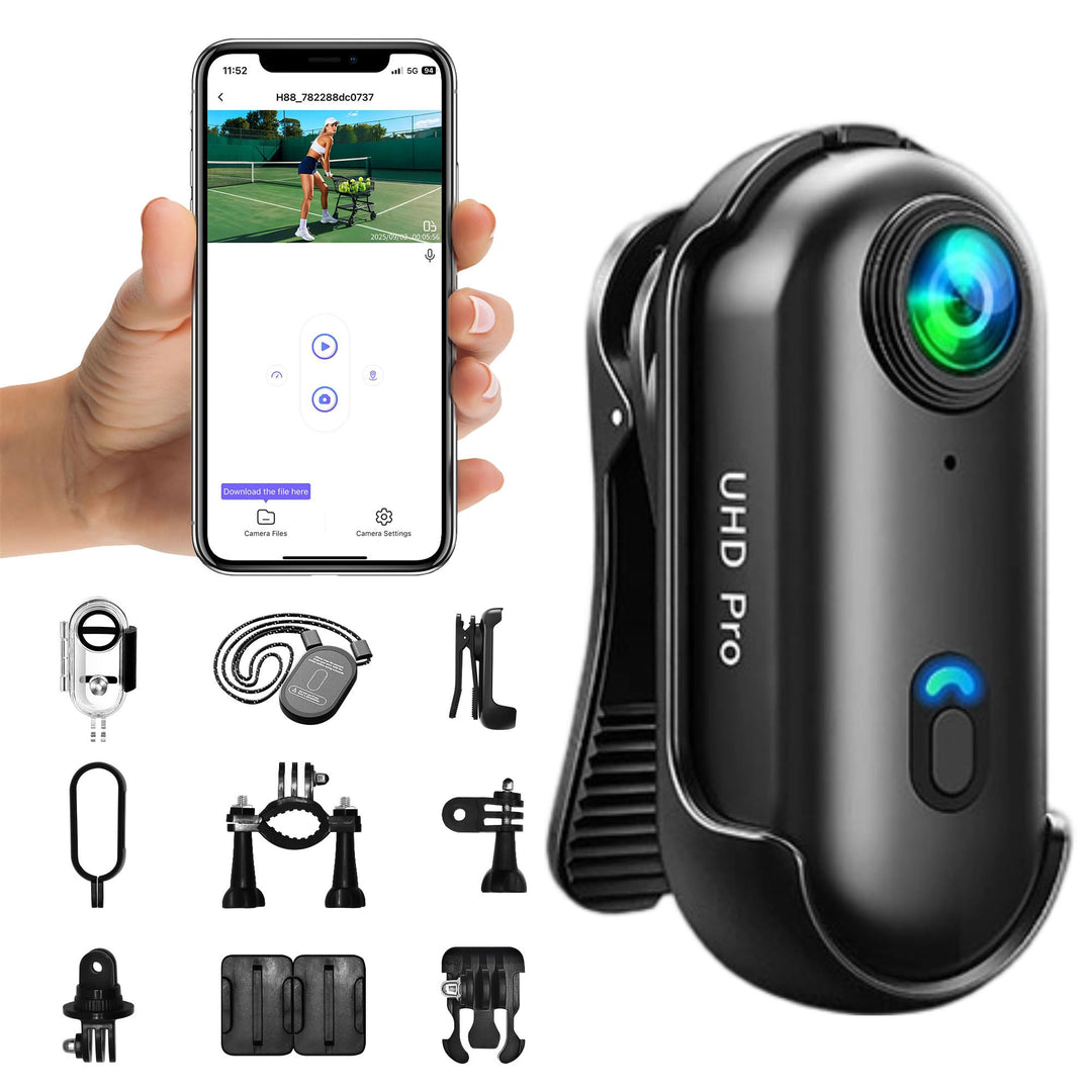 Action Cam 4K WiFi, Actionkamera mit App, Motorrad Helmkamera für Extremsport, Bodycam Körperkamera,