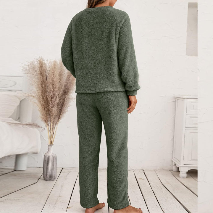 Ansenesna Hausanzug Fleece Damen Flauschig Teddyplüsch Gefüttert Winter Elegant Bekleidungsset Zweit