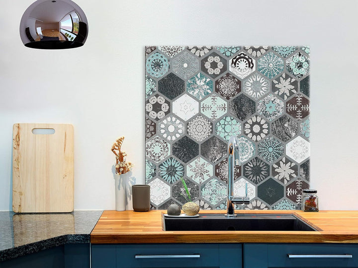 murando Spritzschutz Glas für Küche 60x60 cm Küchenrückwand Küchenspritzschutz Fliesenschutz Glasbil