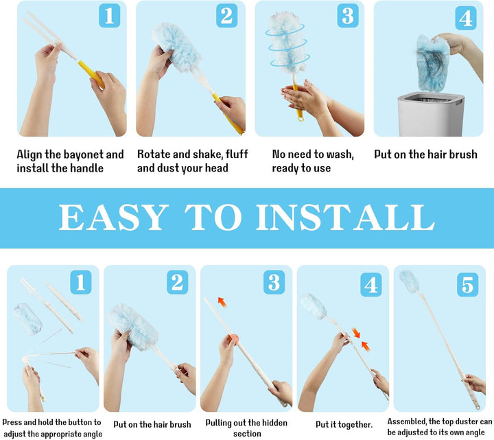 32 Stück für Swiffer Duster Staubmagnet Nachfüllpack Set,360° für Swiffer Staubwedel Teleskop Starte