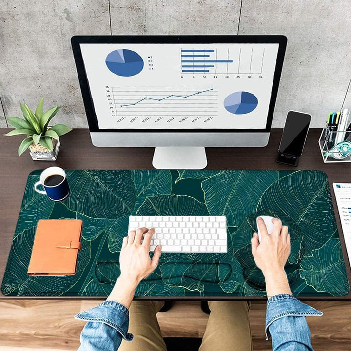 4-in-1 Mauspad Set, Mauspad mit Gelkissen+Handballenauflage Tastatur+Untersetzer+Grosses Mauspad Mou