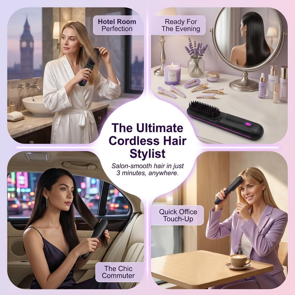 Stylingbürste für kurze Haare Kabellos Haarglätter Bürste Haarbürste Elektrische Ionen Haarbürste fü