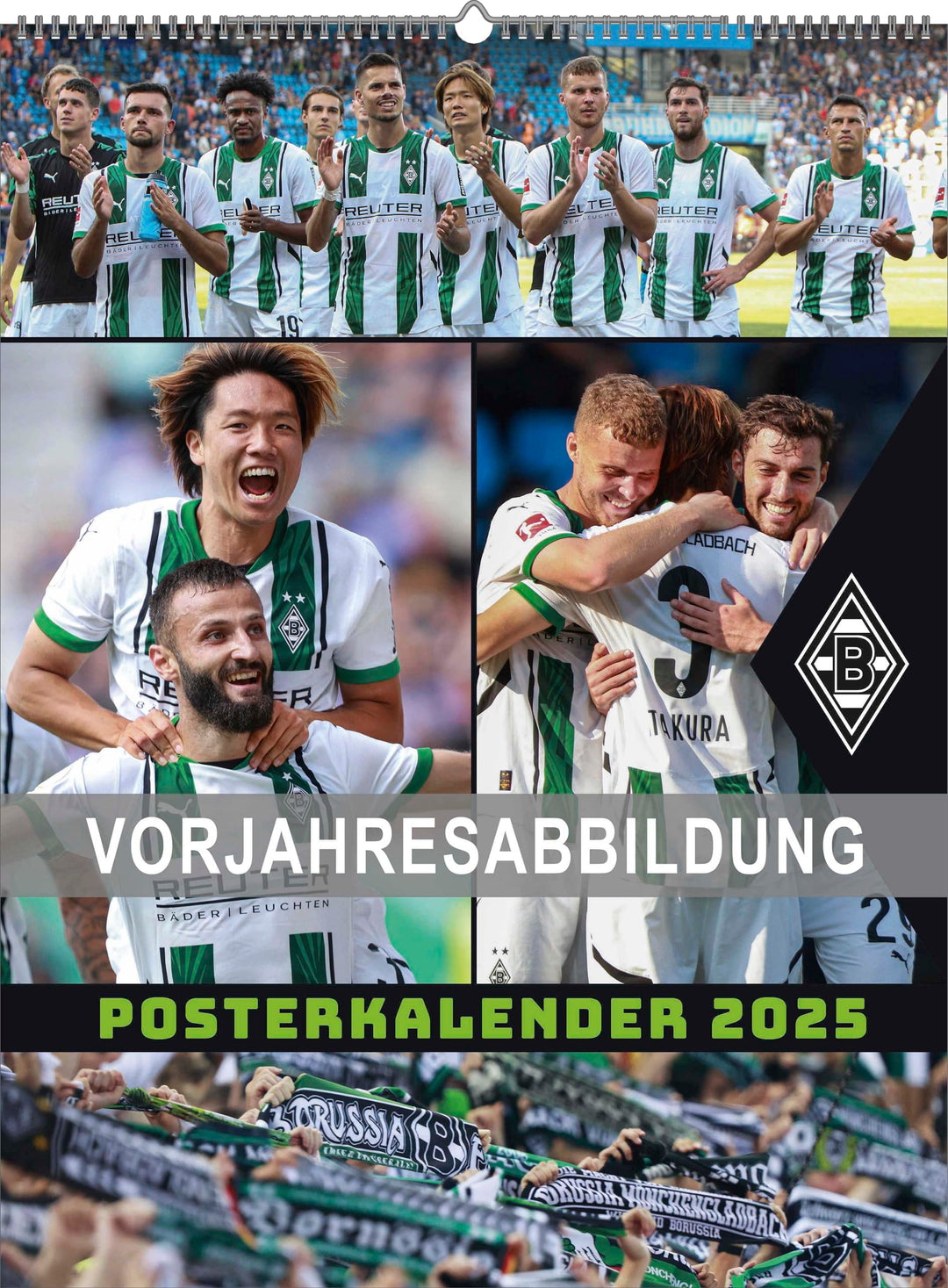 N NEUMANNVERLAGE - Borussia Mönchengladbach 2025 Posterkalender, 48x64cm, Fussball-Kalender mit Moti