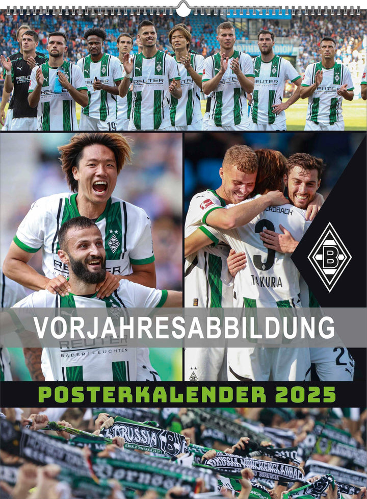 N NEUMANNVERLAGE - Borussia Mönchengladbach 2025 Posterkalender, 48x64cm, Fussball-Kalender mit Moti