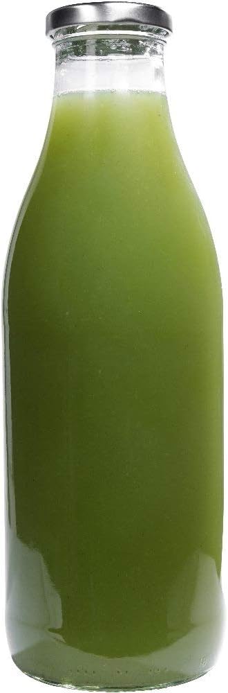 mikken 6x Glasflasche Milchflasche 1 Liter mit 12x PVC freiem Schraubverschluss inkl Trichter Versch