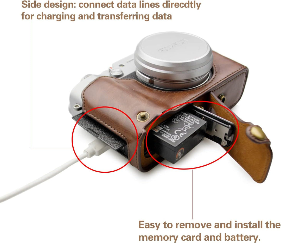 MUZIRI KINOKOO Fuji X100V Tasche aus PU-Leder für Fujifilm X100V Kamera Schutzhülle - Abnehmbares De