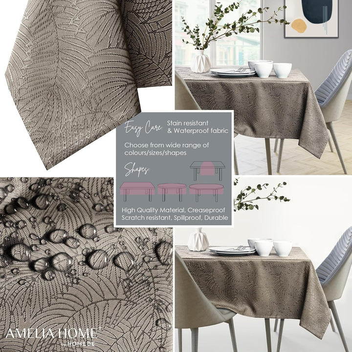 AmeliaHome Tischdecke 120x120 cm Tischtuch Tafeldecke Fleckschutz Lotuseffekt Abwaschbar Wasserabwei