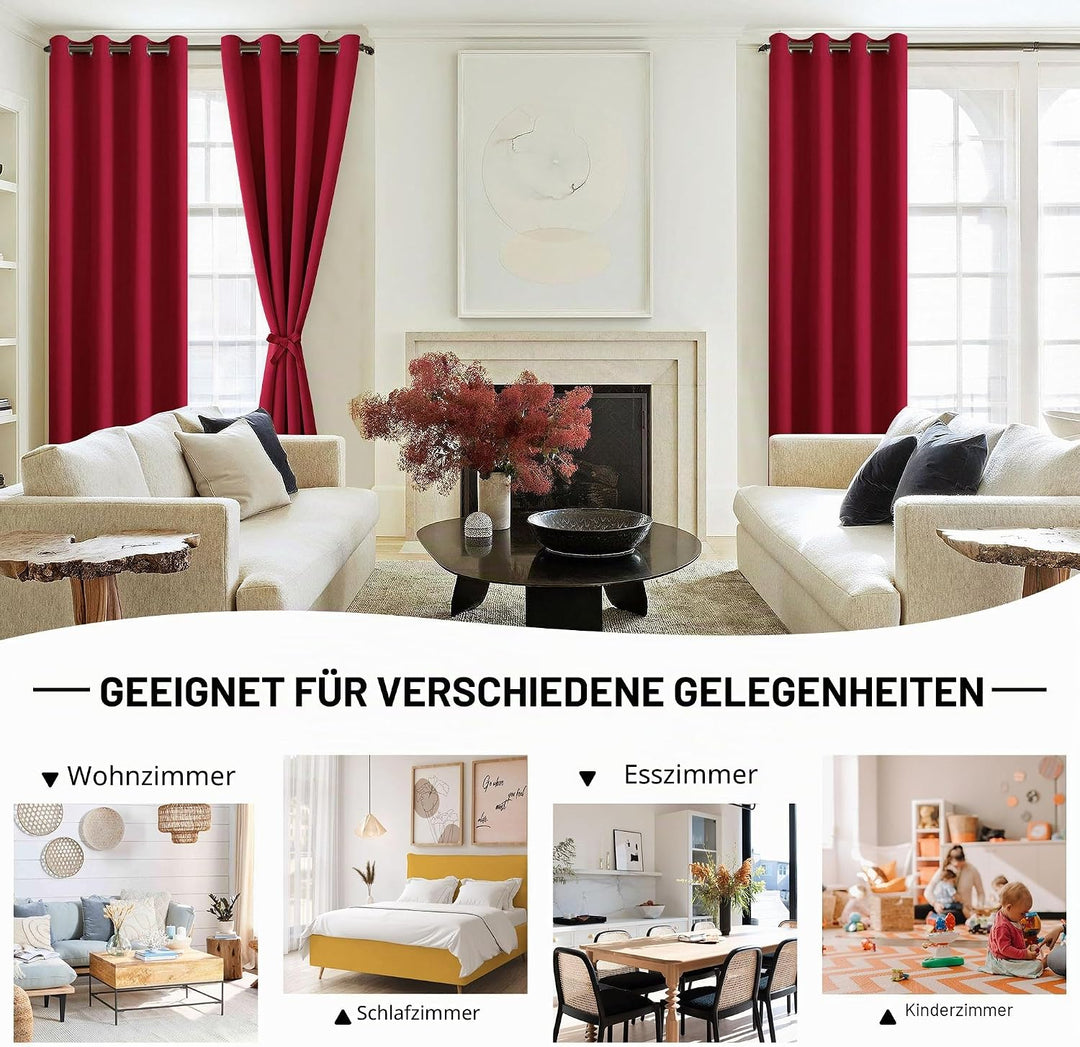 DWCN Vorhang Blickdicht Verdunkelungsgardinen mit Ösen 2 Stücke Thermogardine für Wohnzimmer, Schlaf