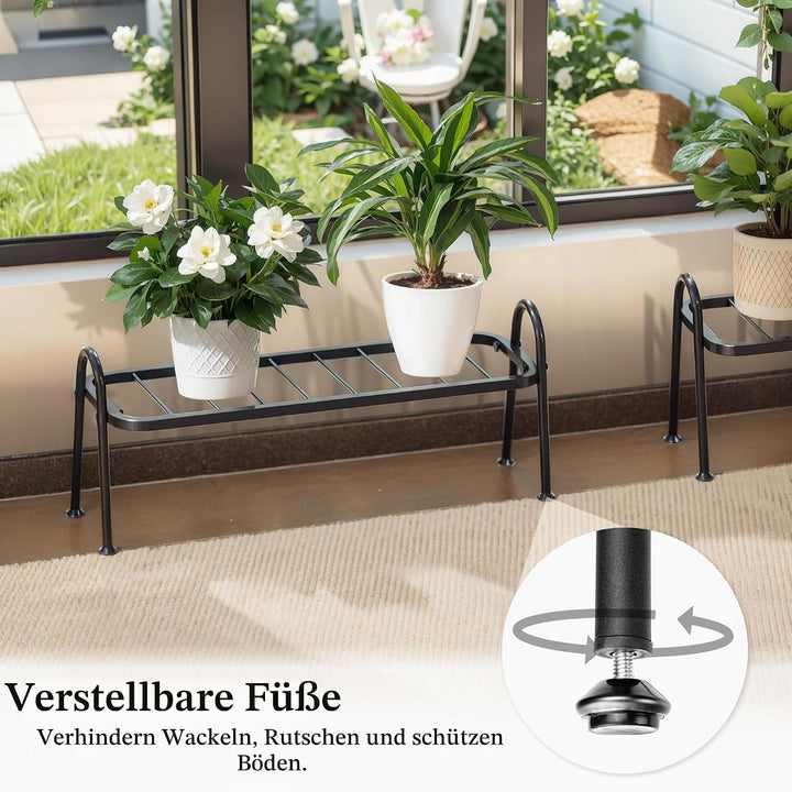 Metall-Pflanzenständer für drinnen und draussen, robuste 1-stufige Leiter-Pflanzenregal für mehrere